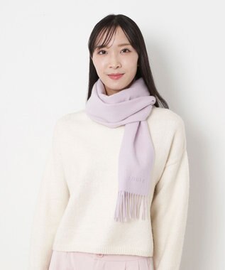 MOONBAT FURLA(フルラ）カシミヤ100％ 無地 マフラー ロゴ刺繍 手洗いOK