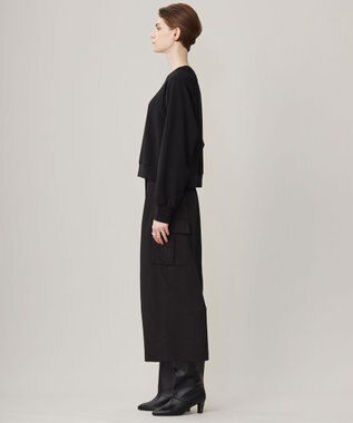 ICB 【UVカット・洗える】ジョーゼットジャージー クロップド丈プルオーバー ブラック系