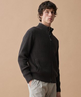 JOSEPH ABBOUD 【キングサイズ・3シーズン活躍する綿ブレンド】コットンアクリルバルキー ジップニット ブルゾン