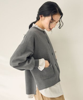 ANY スウェットライクニットカーディガン グレー