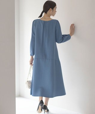 組曲 L ラメジャカード ボートネックワンピース ブルー系