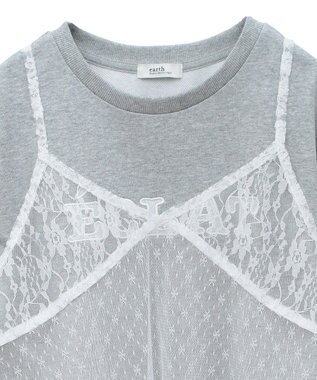 earth music&ecology ＳＥＴ２点レースロゴプルオーバー＋チュールワンピ Light Gray