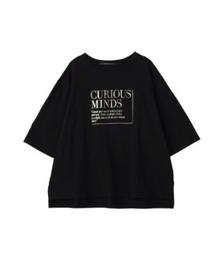 YECCA VECCA 【UVカット】ワイドスリーブ箔プリントTee Black