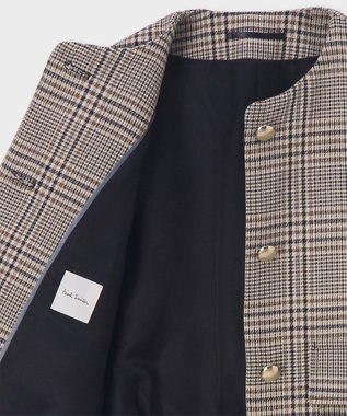 Paul Smith クラシックチェック ノーカラー ジャケット サンドブラウン