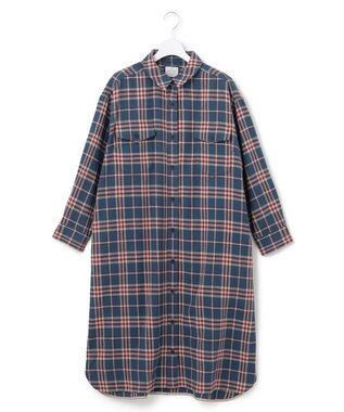 J.PRESS YORK STREET 【WOMEN】フランネル チェックシャツワンピース ブルー系3