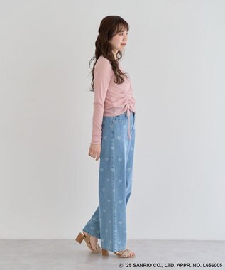 Green Parks チャーミーキティ／フロントギャザーシアーカーディガン Pink