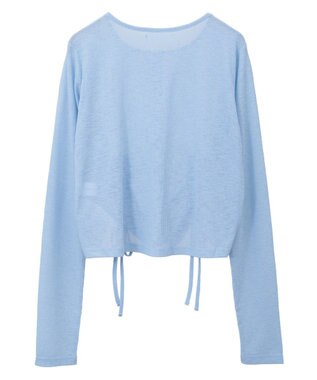 Green Parks チャーミーキティ／フロントギャザーシアーカーディガン Light Blue