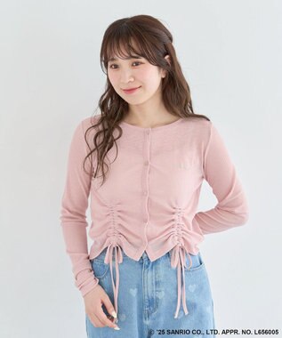 Green Parks チャーミーキティ／フロントギャザーシアーカーディガン Pink