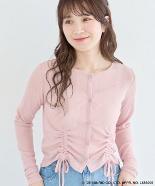 Green Parks チャーミーキティ／フロントギャザーシアーカーディガン Pink