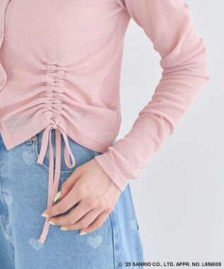 Green Parks チャーミーキティ／フロントギャザーシアーカーディガン Pink