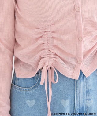 Green Parks チャーミーキティ／フロントギャザーシアーカーディガン Pink