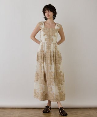 GRACE CONTINENTAL フレームジャガードドレス ベージュ