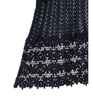 earth music&ecology 裾レース透かしニットプルオーバー Navy