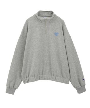 earth music&ecology Ｃｈａｍｐｉｏｎ×ｅｍａｅハーフジップハートスウェット Gray Mixture
