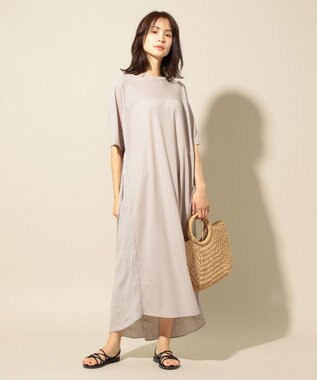 ANY ワッシャーコンビワンピース ベージュ系