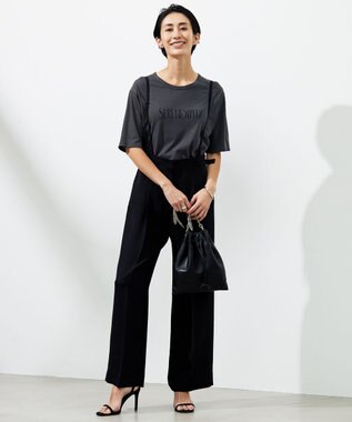 ICB 【2WAY・WEB限定・洗える】シルフィルダブルクロス サスペンダーパンツ ブラック系