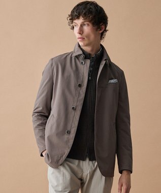 JOSEPH ABBOUD 【キングサイズ・3シーズン活躍する綿ブレンド】コットンアクリルバルキー ジップニット ブルゾン ダークブラウン系