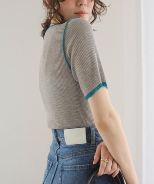 WEGO 【ANGIE VINTAGE】配色デザインリブニット 杢グレー