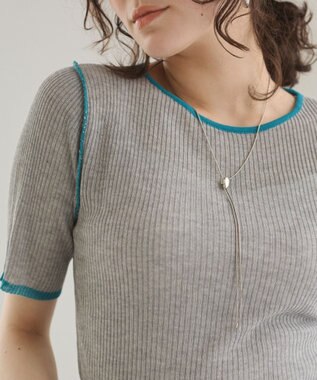 WEGO 【ANGIE VINTAGE】配色デザインリブニット 杢グレー