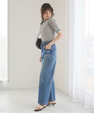 WEGO 【ANGIE VINTAGE】配色デザインリブニット 杢グレー