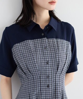 YECCA VECCA ハーフスリーブベアドッキングワンピース Check