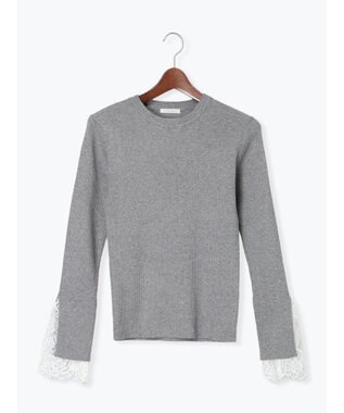 Te chichi レースカフスレイヤードニット グレー