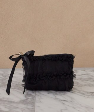 Maison de FLEUR チュールフリルポーチ Black