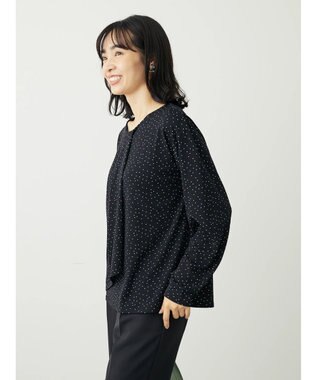 Green Parks ＢＰ　襟タック長袖ブラウソー Black