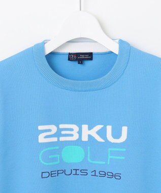 23区GOLF 【WOMEN】【ウォッシャブル】ロゴインターシャ ポリエステルニット スカイブルー系