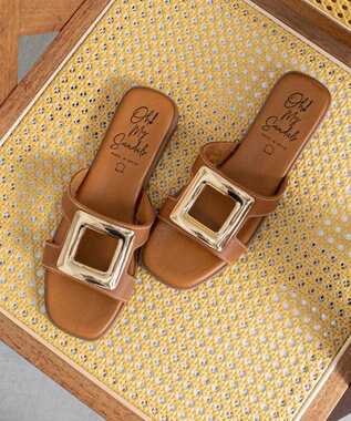 INTER-CHAUSSURES 【Oh my Sandals】メタルバックルフラットサンダル ブラウン