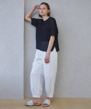 BEIGE， LIATRIS / バックリボン ハーフスリーブブラウス Black