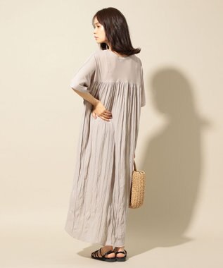 ANY ワッシャーコンビワンピース ベージュ系