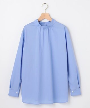 組曲 S 【加藤ローサさん着用 / 前後着用可】コットンタッチシャーティング刺繍入り ブラウス ブルー系