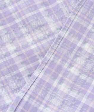 ANY KIDS オフショルダー フリル ブラウス ラベンダー系チェック