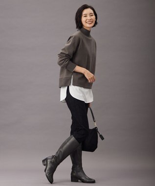 J.PRESS LADIES S ニードルパンチ ハイネック カットソー ブラウン系