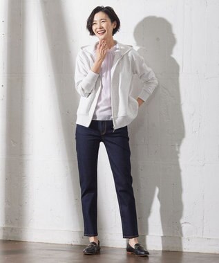 J.PRESS LADIES URAKE フーディー ジップアップ パーカー ホワイト系