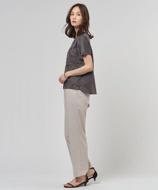 J.PRESS LADIES 【セットアップ対応】ファンマートロストレッチ テーパード パンツ グレージュ系