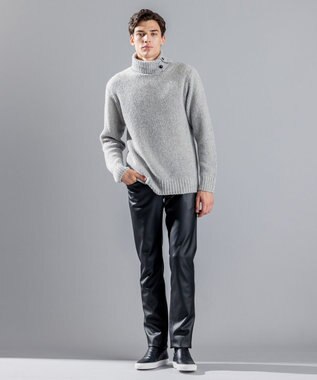 JOSEPH HOMME エクストラファインブークレ　タートルネックニット ライトグレー系