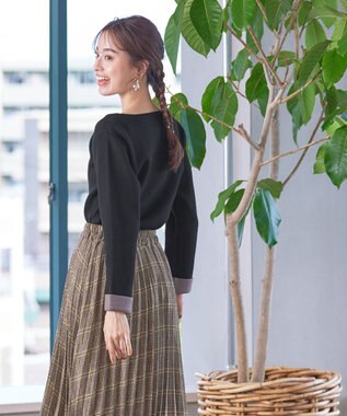 Tiaclasse 【洗える】ダブルフェイスニットトップス ブラック