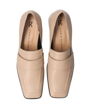 INTER-CHAUSSURES 【FABIO RUSCONI】スクエアトウレザーローファー ベージュ