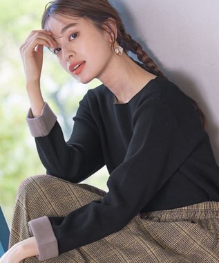 Tiaclasse 【洗える】ダブルフェイスニットトップス ブラック