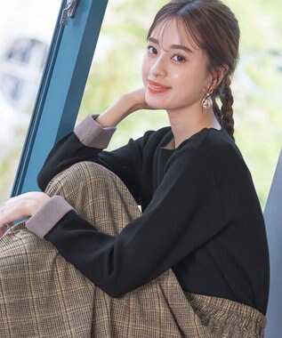 Tiaclasse 【洗える】ダブルフェイスニットトップス ブラック