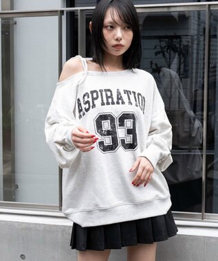 WEGO 【25年秋冬新作】2WAYグラフィックワンショルBIGスウェット 柄2