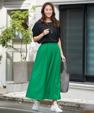 ANY 【接触冷感/UVケア/シワになりにくい】ドルマンスリーブ Tブラウス ブラック