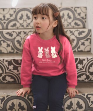 ANY KIDS 【らくっトレーナー】アニマル 裏毛 サガラ刺しゅう トレーナー チェリー（ウサギ）