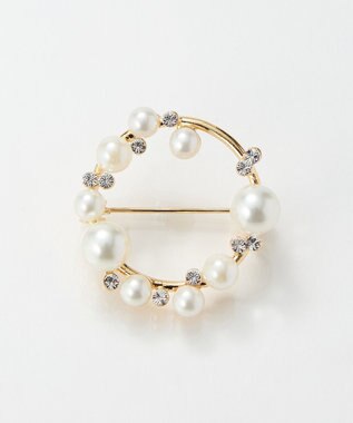 Phoebe <オンワード限定セット>Rio de laパールピアス×フォーマルパールビジューサークルブローチ ホワイト