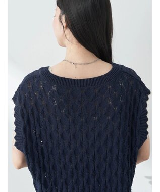 earth music&ecology クロッシェラインニットベスト Navy