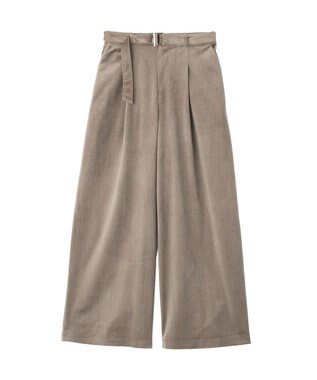 YECCA VECCA ベルテッドカルゼ起毛ワイドパンツ Gray Beige