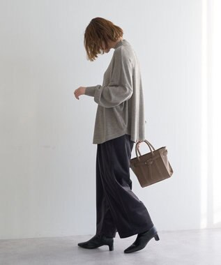 YECCA VECCA ベルテッドカルゼ起毛ワイドパンツ Charcoal Gray