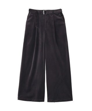 YECCA VECCA ベルテッドカルゼ起毛ワイドパンツ Charcoal Gray
